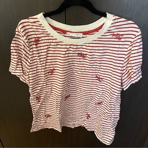 Jane and Delancey Red and White Striped Short Sleeve Tee